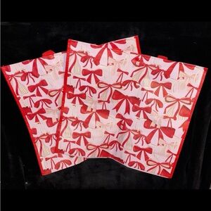 Pink and Red Bow Reusable Shopping Tote Bag - Set of 2